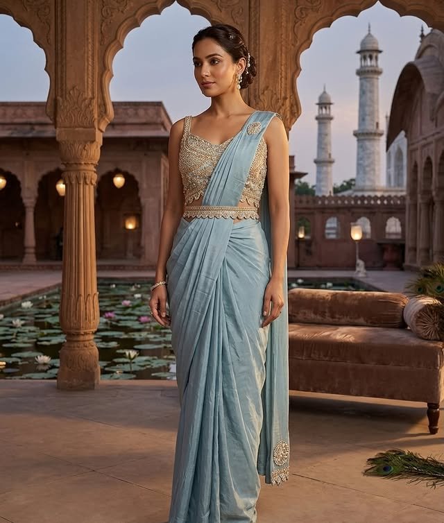 Rajshri Fashions Peach Silk Festive Sharara Suit - Rajshri Fashions Sowcarpet Chennai